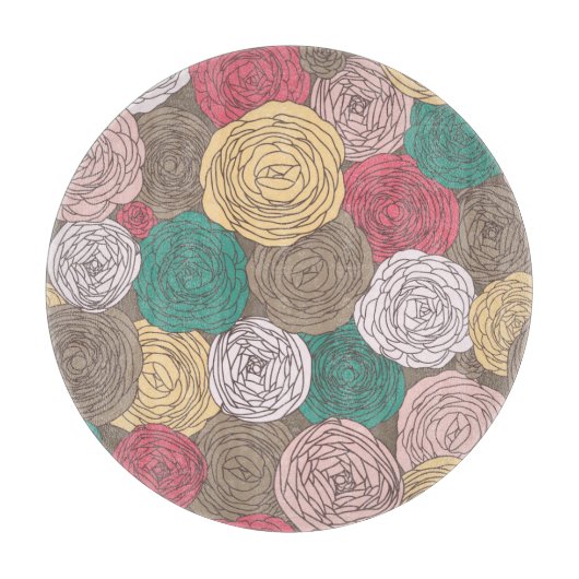 Stilvolles Blumenmuster. Helles Blumen Schneidebrett (Vorderseite)