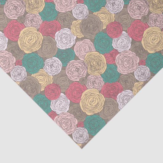 Stilvolles Blumenmuster. Helles Blumen Seidenpapier (Ausschnitt)