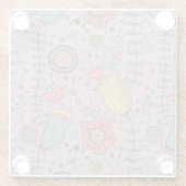 Stilvolles Blumenmuster mit Blumen Glasuntersetzer (Rückseite)