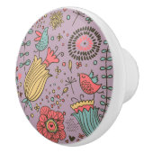 Stilvolles Blumenmuster mit Blumen Keramikknauf (Rechts)