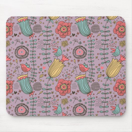 Stilvolles Blumenmuster mit Blumen Mousepad (Vorne)