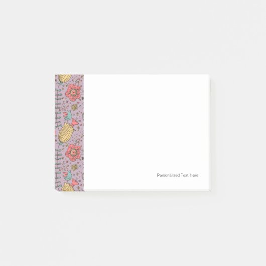 Stilvolles Blumenmuster mit Blumen Post-it Klebezettel (Vorderseite)