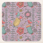 Stilvolles Blumenmuster mit Blumen Rechteckiger Pappuntersetzer (Vorderseite)