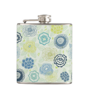Stilvolles Blumenmuster mit niedlichen Blumen Flachmann