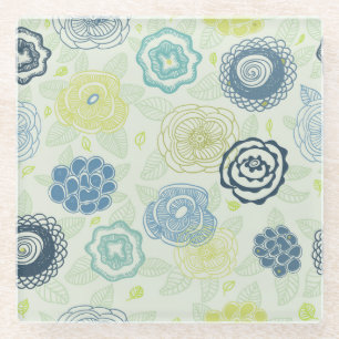 Stilvolles Blumenmuster mit niedlichen Blumen Glasuntersetzer