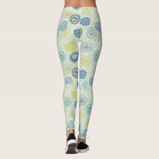 Stilvolles Blumenmuster mit niedlichen Blumen Leggings (Rückseite)