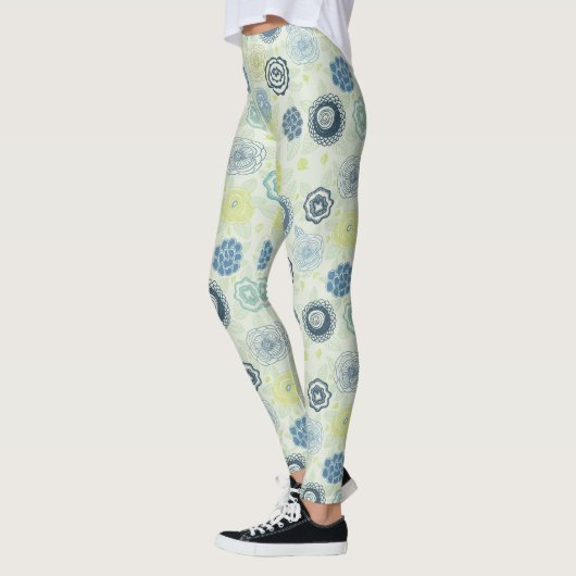 Stilvolles Blumenmuster mit niedlichen Blumen Leggings (Links)