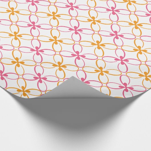 Stilvolles Blumenmuster - Rosa und Orange Geschenkpapier (Ecke)