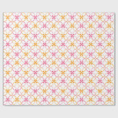 Stilvolles Blumenmuster - Rosa und Orange Geschenkpapier (Flach)