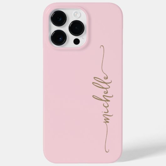 Stilvolles Blush Pink Girly Minimal Gold Name Scri Case-Mate iPhone Hülle (Rückseite)