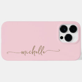 Stilvolles Blush Pink Girly Minimal Gold Name Scri Case-Mate iPhone 14 Pro Max Hülle