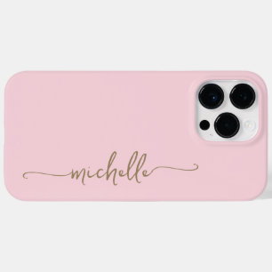 Stilvolles Blush Pink Girly Minimal Gold Name Scri Case-Mate iPhone 14 Pro Max Hülle