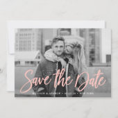 Stilvolles Blush Pink Script Foto Save the Date (Vorderseite)