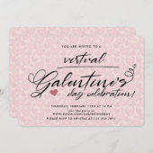 Stilvolles Blush Pink Virtual Galentine's Day Part Einladung (Vorne/Hinten)