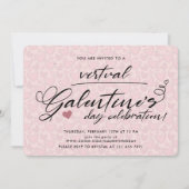 Stilvolles Blush Pink Virtual Galentine's Day Part Einladung (Vorderseite)