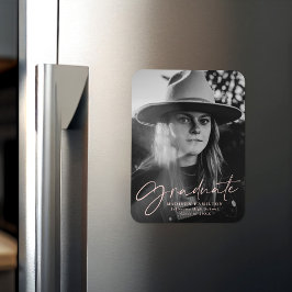 Stilvolles Blush Script Abschluss Announcement Fot Magnet