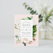 Stilvolles Blush & Tropical Greenery Brautparty Einladungspostkarte (Stehend Vorderseite)