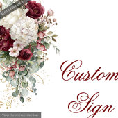 Stilvolles Boho Burgundy White Floral Wedding Sign Poster