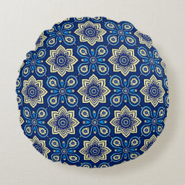 Stilvolles Boho Chic Floral Pattern Rundes Kissen