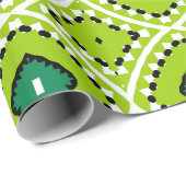 Stilvolles Boho Ethnic Lime Green Geometric Muster Geschenkpapier (Rolleneckpunkt)