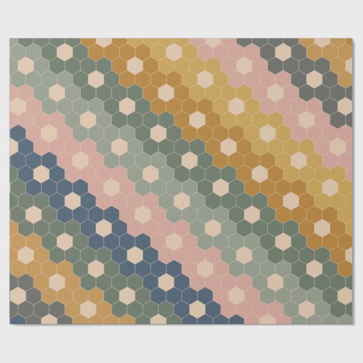 Stilvolles Boho Geometric Muster Blau Grün Blau Geschenkpapier (Flach)