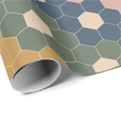 Stilvolles Boho Geometric Muster Blau Grün Blau Geschenkpapier (Rolleneckpunkt)