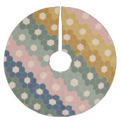 Stilvolles Boho Geometric Muster Blau Grün Blau Polyester Weihnachtsbaumdecke (Vorderseite)