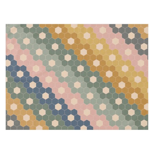 Stilvolles Boho Geometric Muster Blau Grün Blau Tischdecke (Vorderseite (Horizontal))