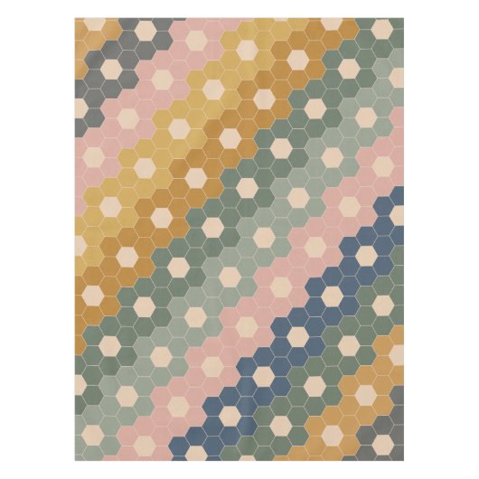 Stilvolles Boho Geometric Muster Blau Grün Blau Tischdecke (Vorderseite)