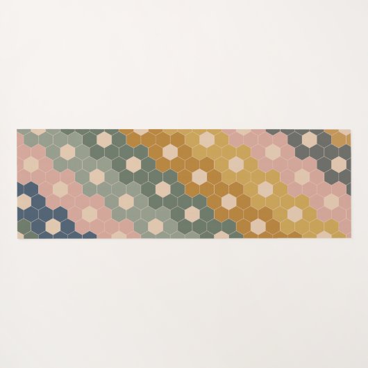 Stilvolles Boho Geometric Muster Blau Grün Blau Yogamatte (Rückseite (Horizontal))