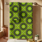 Stilvolles Boho Lime Green Geometric Muster Badhandtuch Set
