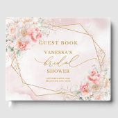 Stilvolles Boho Pastel Blush Gold Frame Brautparty Gästebuch (Vorderseite)