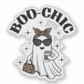 Stilvolles Boo-Chic Ghost mit Leopard Print & Coff Aufkleber (Vorderseite)