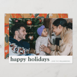 Stilvolles botanisches Frucht Rotes Grünes Foto Feiertagskarte