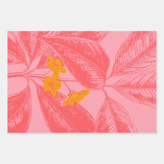 Stilvolles botanisches Leaf Naturkunst in Rosa und Geschenkpapier Set (Vorderseite 3)