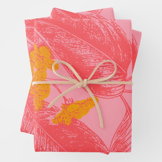 Stilvolles botanisches Leaf Naturkunst in Rosa und Geschenkpapier Set (Beispiel)
