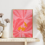 Stilvolles botanisches Leaf Naturkunst in Rosa und Poster<br><div class="desc">Eine niedliche Abbildung eines Bananenblattes in Rosa und Rot.</div>