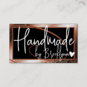 Stilvolles braunes goldfarbenes Rahmenherz Handmad Visitenkarte (Vorderseite)