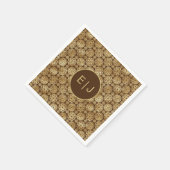 Stilvolles braunes und goldenes Dahlias-Muster Serviette (Ecke)