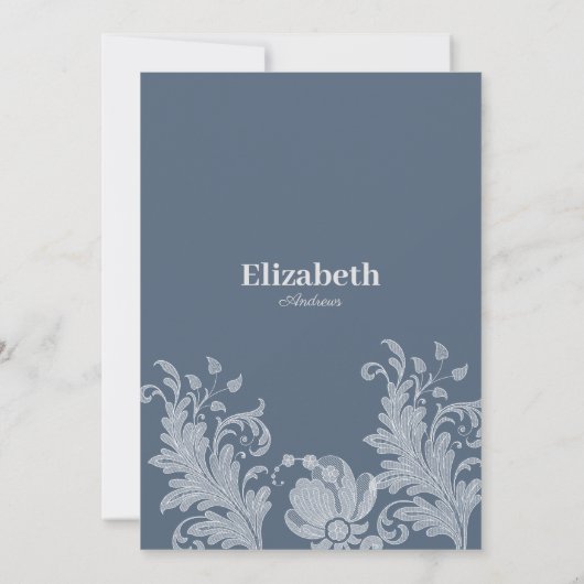 Stilvolles Brautparty aus weißem Lila-Blau Einladung (Rückseite)