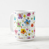 Stilvolles bunte Blumenmuster-Design Kaffeetasse (Vorderseite Links)