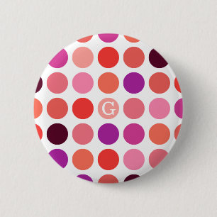 Stilvolles bunter Tupfenmuster-Monogramm Button