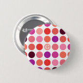 Stilvolles bunter Tupfenmuster-Monogramm Button (Vorne & Hinten)
