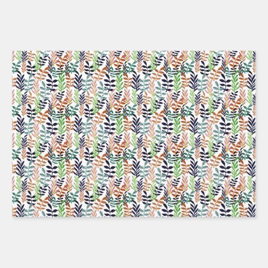 Stilvolles, buntes Muster botanischer Vegetation Geschenkpapier Set (Vorderseite 3)