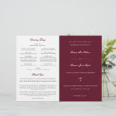 Stilvolles burgund-katholisches Hochzeitsprogramm (Stehend Vorderseite)