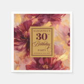 Stilvolles Burgundy Blush Gold 30. Geburtstag Part Serviette (Vorderseite)