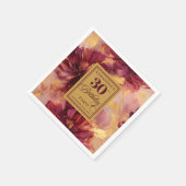 Stilvolles Burgundy Blush Gold 30. Geburtstag Part Serviette (Ecke)