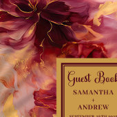 Stilvolles Burgundy Blush Gold Wedding Gästebuch