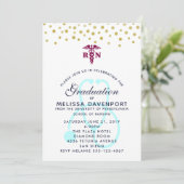 Stilvolles Caduceus und Stethoscope Nursing Gradua Einladung (Stehend Vorderseite)