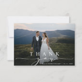 Stilvolles Calligrafy Wedding Foto Danke Karte (Vorderseite)